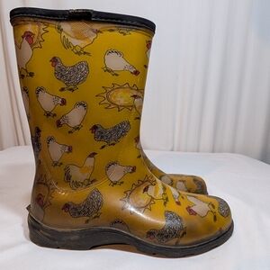 Sloggers Waterproof Garden Rain Boots Women Cute Mid-Calf Mud Muck Boots Chicken